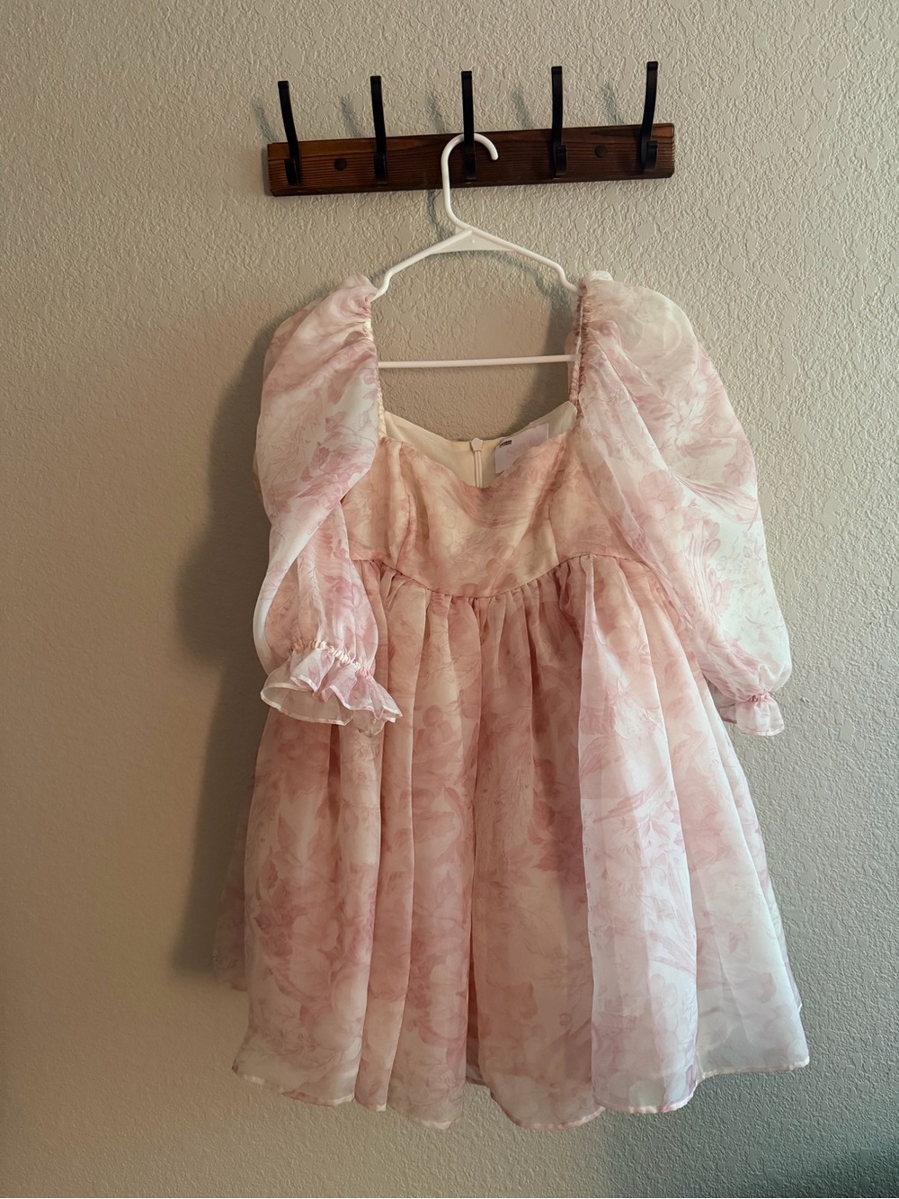 Selkie Sheer Pink Puff Sleeve Mini Dress